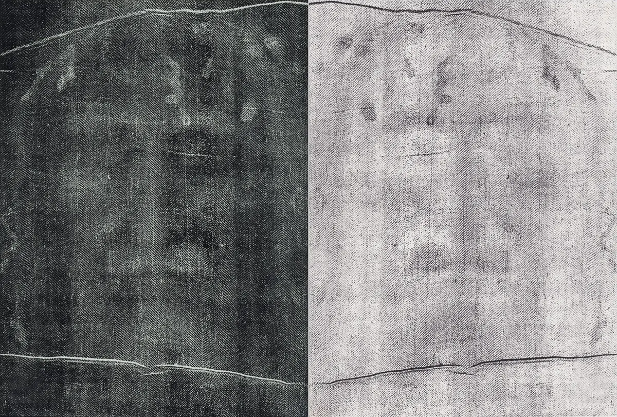 Enrie’s 1931 glass plate beside the print made from it.